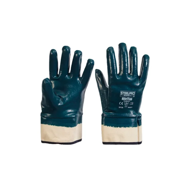 GUANTE NITRILO NITRITOP AZUL (PUÑO SEGURIDAD) STEELPRO