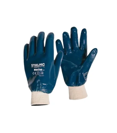 GUANTE NITRILO NITRITOP AZUL (PUÑO TEJIDO) STEELPRO