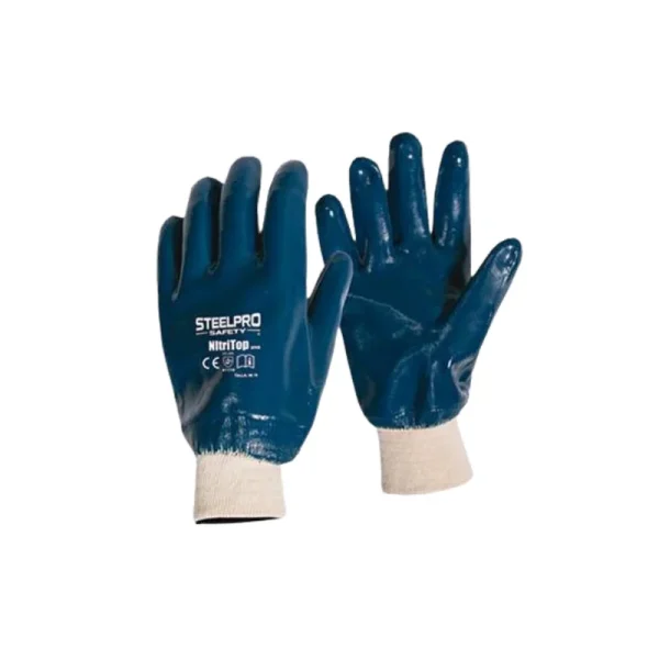 GUANTE NITRILO NITRITOP AZUL (PUÑO TEJIDO) STEELPRO